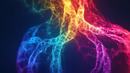 An X-ray view of human veins glowing with radiant surreal colors