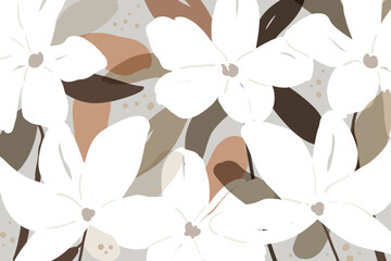 Modern abstract natural floral pattern. Contemporary aesthetic art for fabric or wrapping paper, wall art, social media post, packaging.