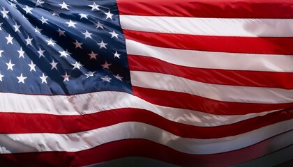 Fototapeta premium Stars and Stripes: The American Flag Flying in the Wind