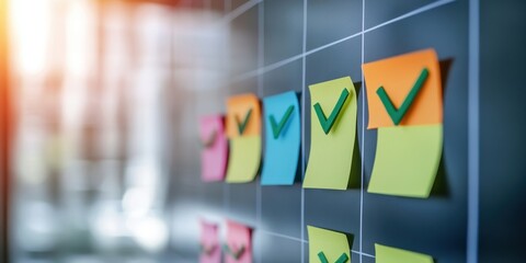 Efficient task management strategies using sticky notes in modern office conceptual framework collaborative environment