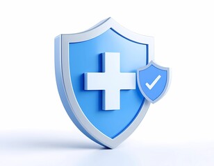 Obraz premium Medical Protection Concept with a Shield and a Checkmark on White Background