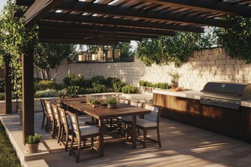 Serene outdoor atmosphere ideal for enjoying meals in comfort.