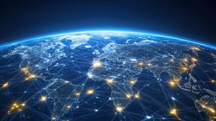 Naklejka premium Earth at Night: Global City Lights Network