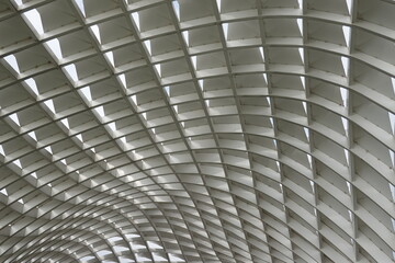 Geometric white Steel Ceiling Structure. Design