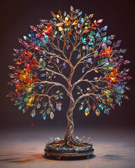 Willow tree with crystal colored leaves.