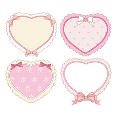 Valentine s day frames collection with hand drawn whimsical heart frames in coquette style  graphic set light pink pastel color style vector 09