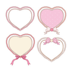 Valentine s day frames collection with hand drawn whimsical heart frames in coquette style  graphic set light pink pastel color style vector 12