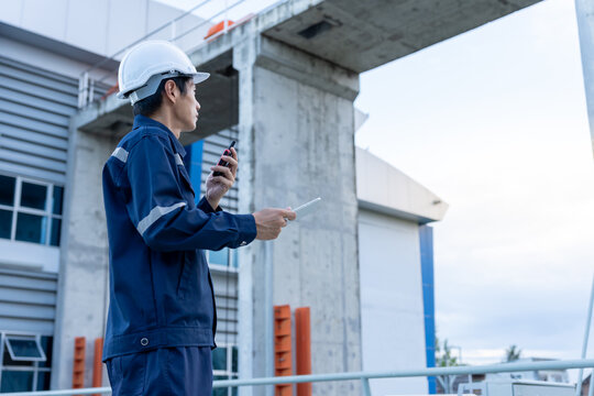 maintenance and inspector. Maintenance engineers are using walky talky to inform the results of inspection of buildings and structures. Irrigation engineers are exploring sluice systems