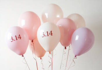 Pastel Pink and White 3.14 Balloons Set