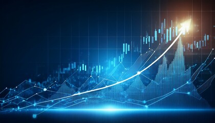 stock market graph. Market chart of business increase stock graph or investment financial data profit on growth.