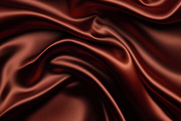 Fototapeta premium Brown silk satin background. Beautiful soft wavy folds on smooth shiny fabric.