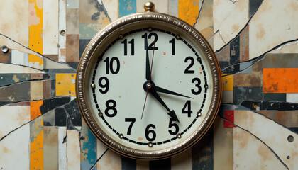 Clock on Abstract Geometric Background