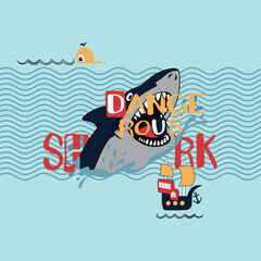 Cute yet dangerous shark vector illustration in its territorial area