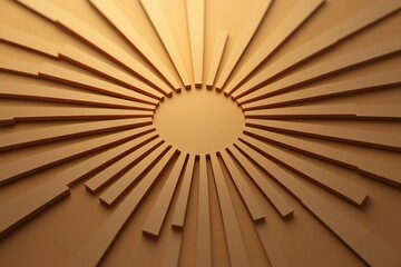 Obraz premium Abstract view of a circular ceiling design with sunbeam patterns in warm tones.