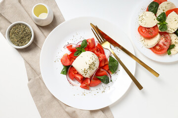 Salad Caprese, concept of tasty and delicious food