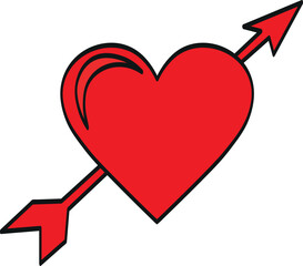 Red Heart and Arrow Love Symbol