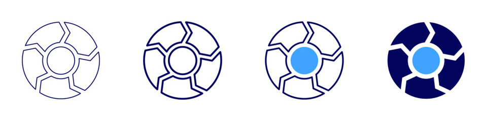 Brand strategy icon in 4 different styles. Thin Line, Line, Bold, and Bold Line. Duotone style. Editable stroke