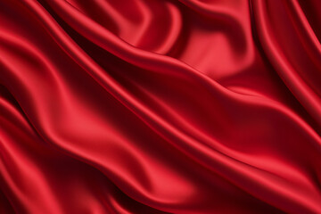 Obraz premium Red silk satin background. Beautiful soft wavy folds on smooth shiny fabric