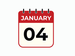 Monthly button  january 4 calendar, tear-off calendar animation for january 4 banner Illustration isolated vector sign symbol

