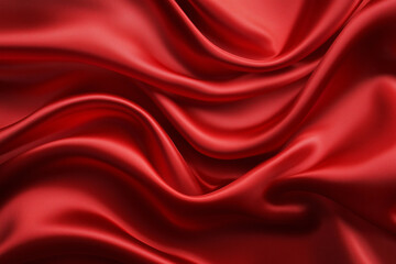 Obraz premium Red silk satin background. Beautiful soft wavy folds on smooth shiny fabric