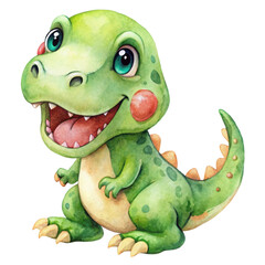 Fototapeta premium Cute Watercolor Baby Dinosaur Illustration - Watercolor illustrations