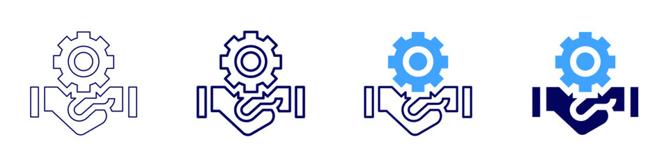 Crm system icon in 4 different styles. Thin Line, Line, Bold, and Bold Line. Duotone style. Editable stroke