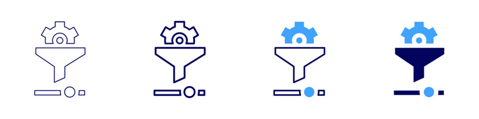 Filtering icon in 4 different styles. Thin Line, Line, Bold, and Bold Line. Duotone style. Editable stroke