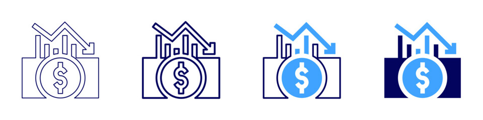 Finance icon in 4 different styles. Thin Line, Line, Bold, and Bold Line. Duotone style. Editable stroke