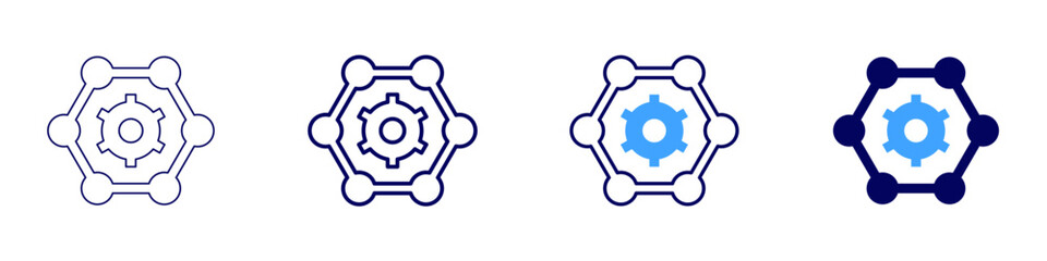 Management systems icon in 4 different styles. Thin Line, Line, Bold, and Bold Line. Duotone style. Editable stroke