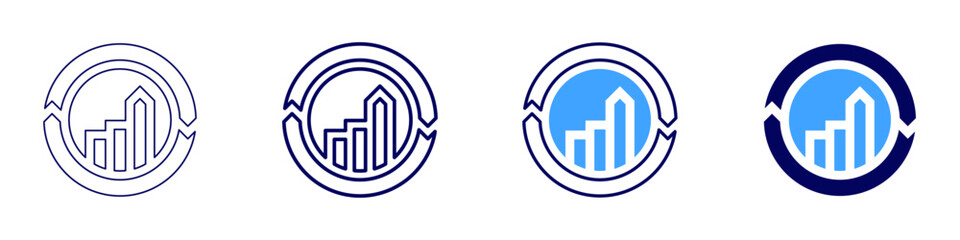 Market analysis icon in 4 different styles. Thin Line, Line, Bold, and Bold Line. Duotone style. Editable stroke