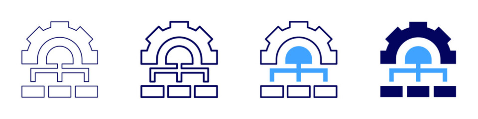 Organizational design icon in 4 different styles. Thin Line, Line, Bold, and Bold Line. Duotone style. Editable stroke