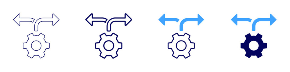 Process improvement icon in 4 different styles. Thin Line, Line, Bold, and Bold Line. Duotone style. Editable stroke