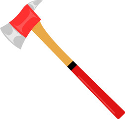 Red firefighter gear axe illustration