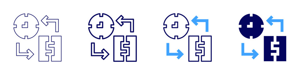 Revenue management icon in 4 different styles. Thin Line, Line, Bold, and Bold Line. Duotone style. Editable stroke