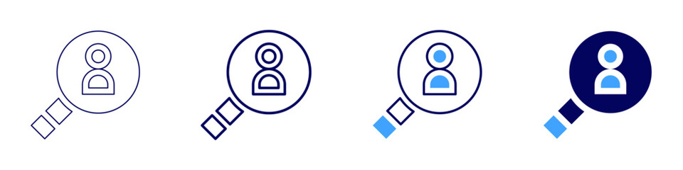 Search human icon in 4 different styles. Thin Line, Line, Bold, and Bold Line. Duotone style. Editable stroke