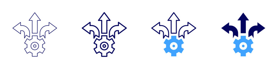 Strategic alignment icon in 4 different styles. Thin Line, Line, Bold, and Bold Line. Duotone style. Editable stroke