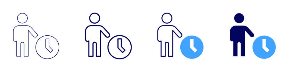 Timing management icon in 4 different styles. Thin Line, Line, Bold, and Bold Line. Duotone style. Editable stroke