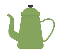 シンプルなホーローケトル／フラットベクターイラスト