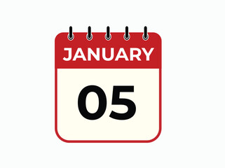 gradient and transparency concept.  january 5 calendar, tear-off calendar animation for january 5 banner Illustration isolated vector sign symbol
