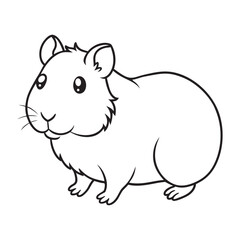 Adorable Hamster Cartoon Illustration for Kids' Coloring Pages and Educational Materials
