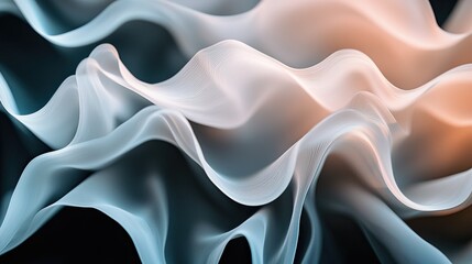 Obraz premium Abstract wave-like shapes create a sophisticated texture in a gradient of black to white. The design emphasizes depth, simplicity, and modern aesthetics.Ai