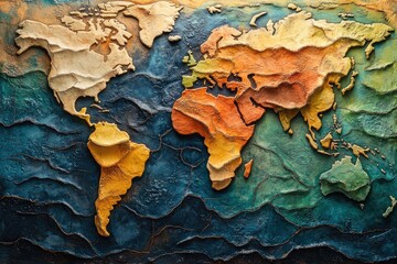 Map displaying various climate zones with distinct colors and textures