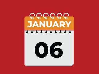 gradient and transparency concept.  january 6 calendar, tear-off calendar animation for january 5 banner Illustration isolated vector sign symbol
