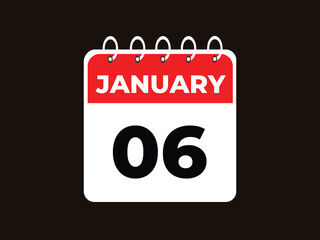 gradient and transparency concept.  january 6 calendar, tear-off calendar animation for january 5 banner Illustration isolated vector sign symbol
