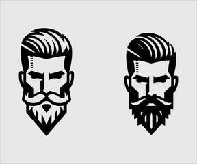 Hipster beard and moustache. Vector illustration for your design.
