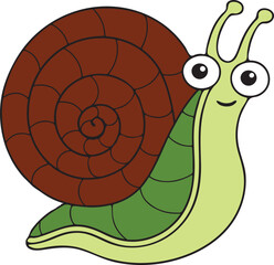Cute Cartoon Snail with Big Eyes