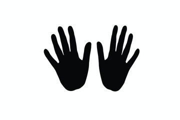 Print  two black hands icon isolated on white  background.