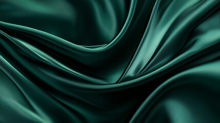 Obraz premium Dark Green Satin Draped Luxurious Fabric Texture