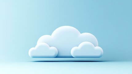 Fototapeta premium 3D render of light blue cloud icons on a light blue background.