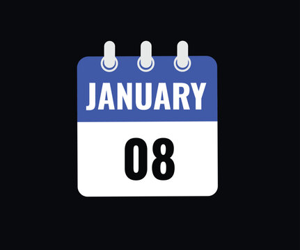 gradient and transparency concept.  january 8 calendar, tear-off calendar animation for january 8 banner Illustration isolated vector sign symbol
